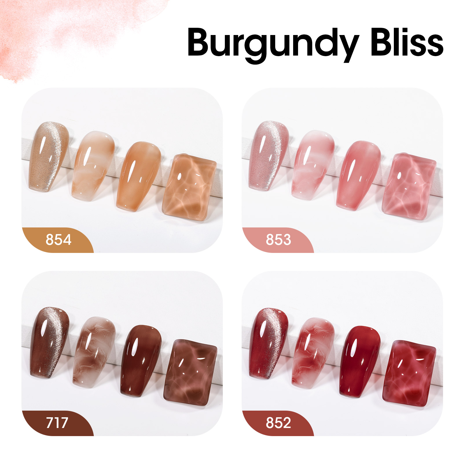 Jelly Gel Nail Polish Set 4 Co - Nail Art Burgundy ulasan dan harga