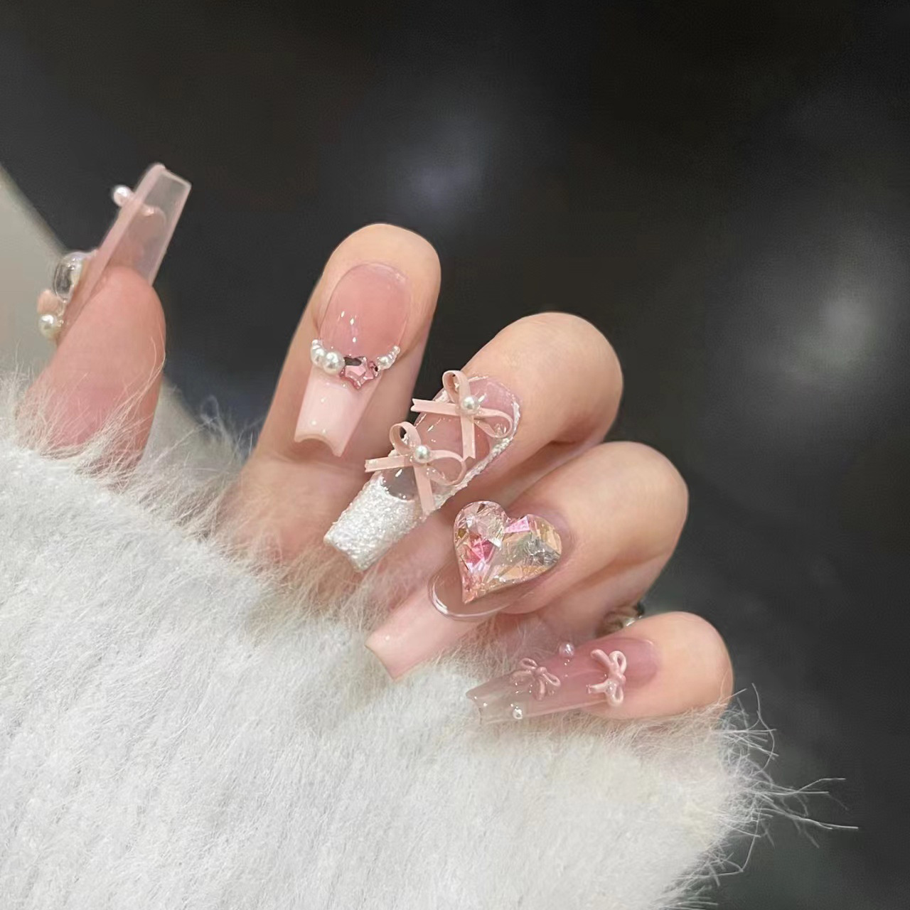 10pcs Handmade Luxury Long Squ - Nail Art Love ulasan dan harga