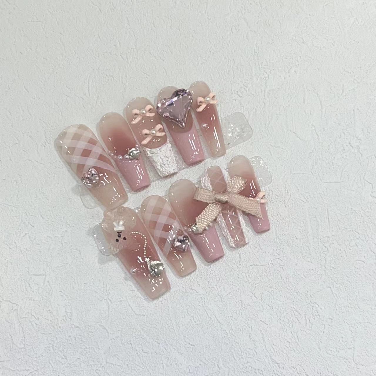 10pcs Handmade Luxury Long Squ - Nail Art Love ulasan dan harga