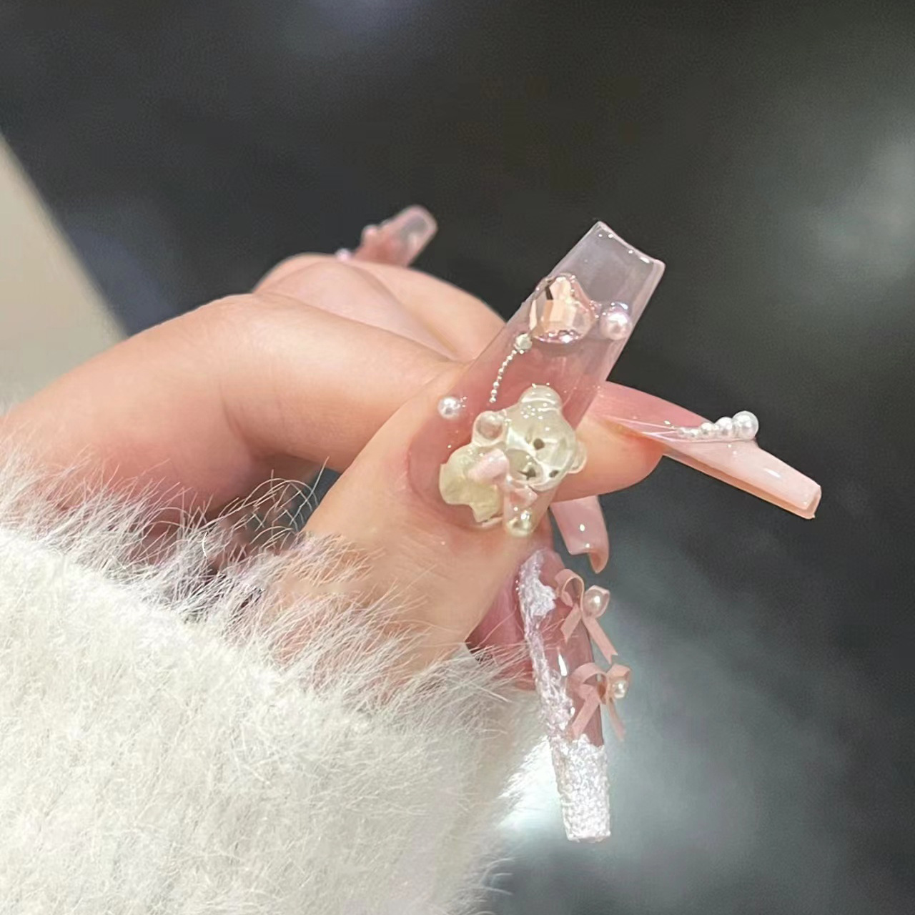 10pcs Handmade Luxury Long Squ - Nail Art Love ulasan dan harga
