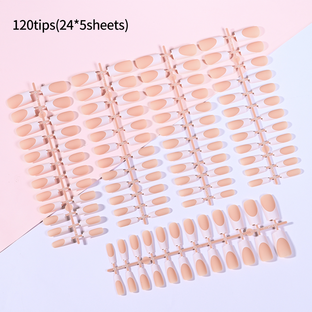 120Pcs Nude French Fake Nails  - Nail Art Aesthetic ulasan dan harga