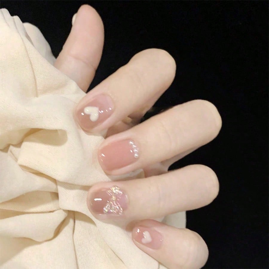 Women Nude Pink Press On Nails - Nail Art Aesthetic ulasan dan harga