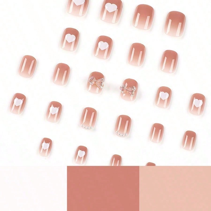 Women Nude Pink Press On Nails - Nail Art Aesthetic ulasan dan harga