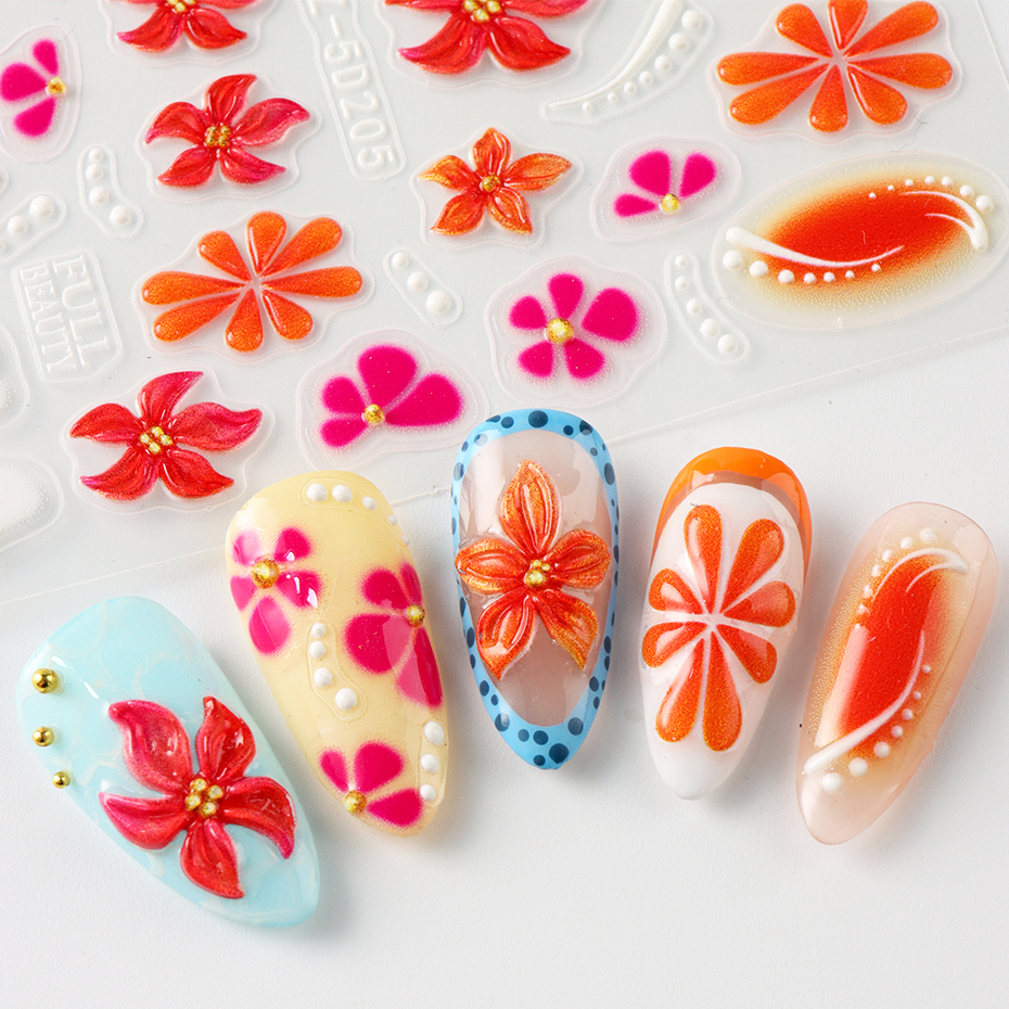 1/2pcs mbossed Summer Flower N - Nail Art Orange ulasan dan harga