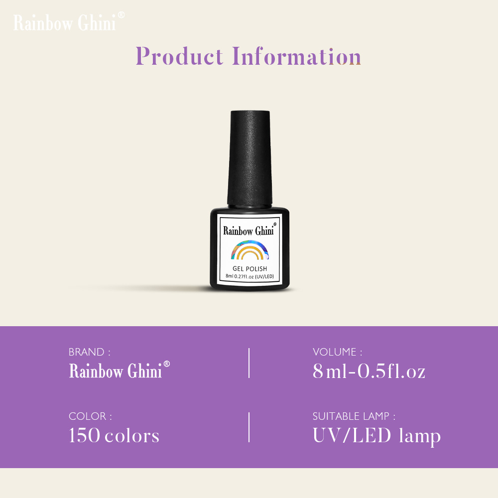 Rainbow Ghini 8ml Purple Serie - Nail Art Lilac ulasan dan harga