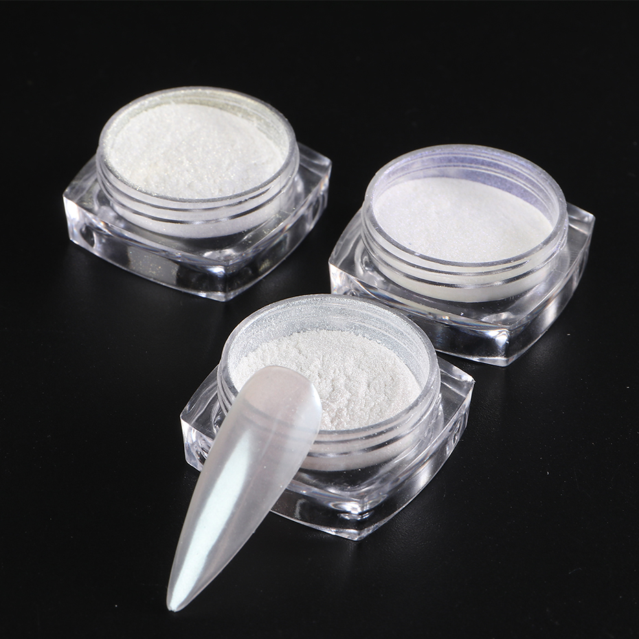 Moonlight Pearl White Nails Gl - Nail Glitter Chrome ulasan dan harga